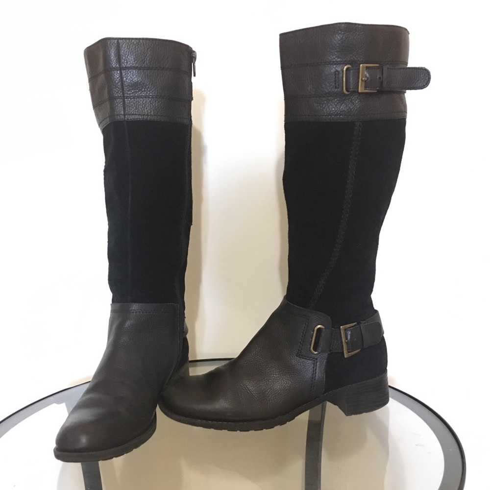 Easy Spirit Black Leather Suede Riding Boots